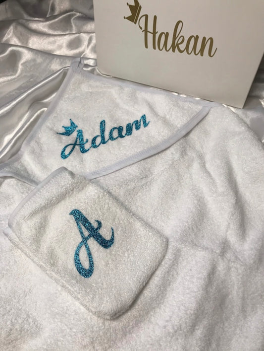 Cape de Bain Bébé Personnalisée avec Boîte Cadeau – Douceur & Tendresse