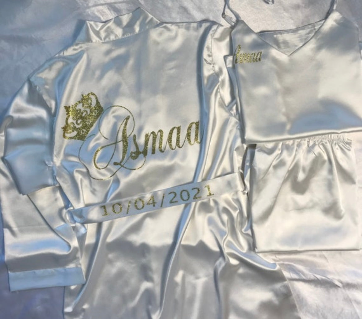 Pyjama avec peignoir  Bustier et Pantalon Personnalisé