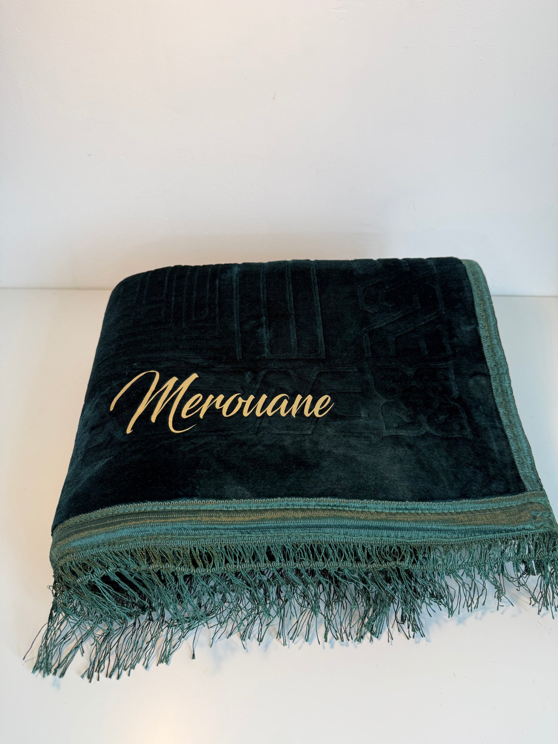 Tapis de prière épais vert personnalisé 