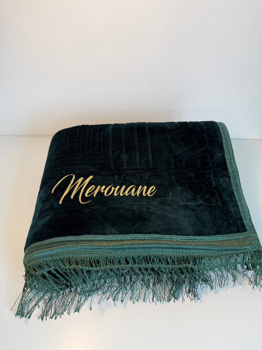 Tapis de prière épais vert personnalisé 