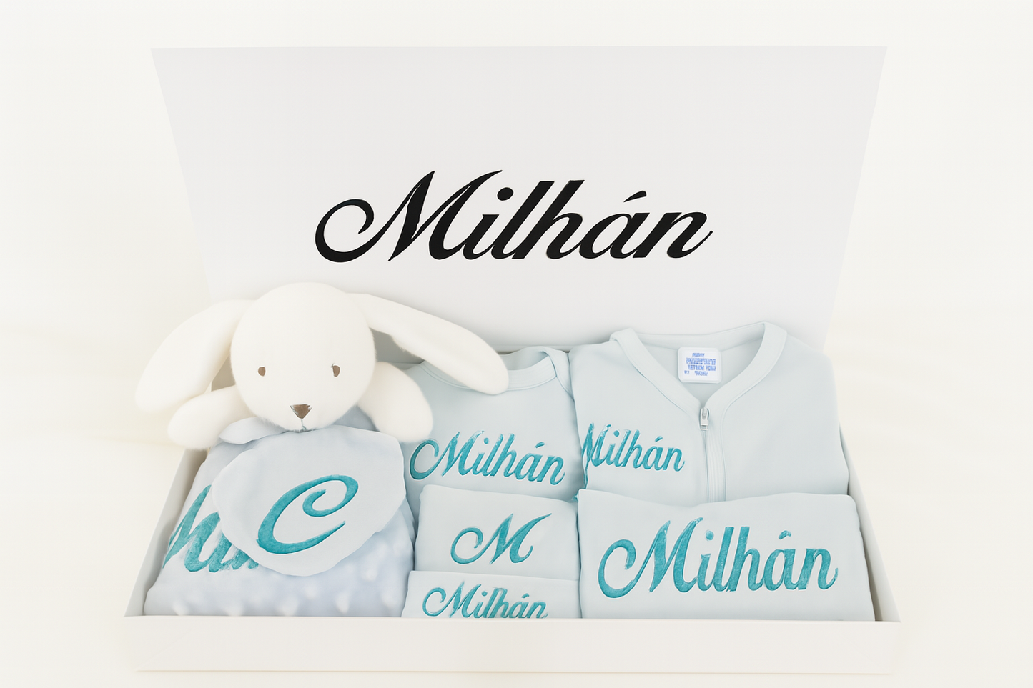 Coffret Kit de Naissance Personnalisé – Kit Bébé Complet et Brodé avec Prénom