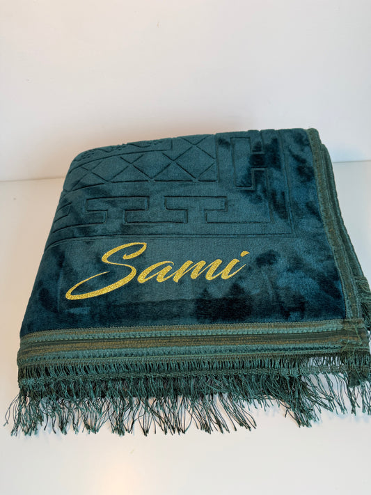 Tapis de prière épais vert personnalisé