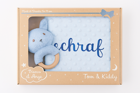 Couverture bébé avec hochet personnalisé