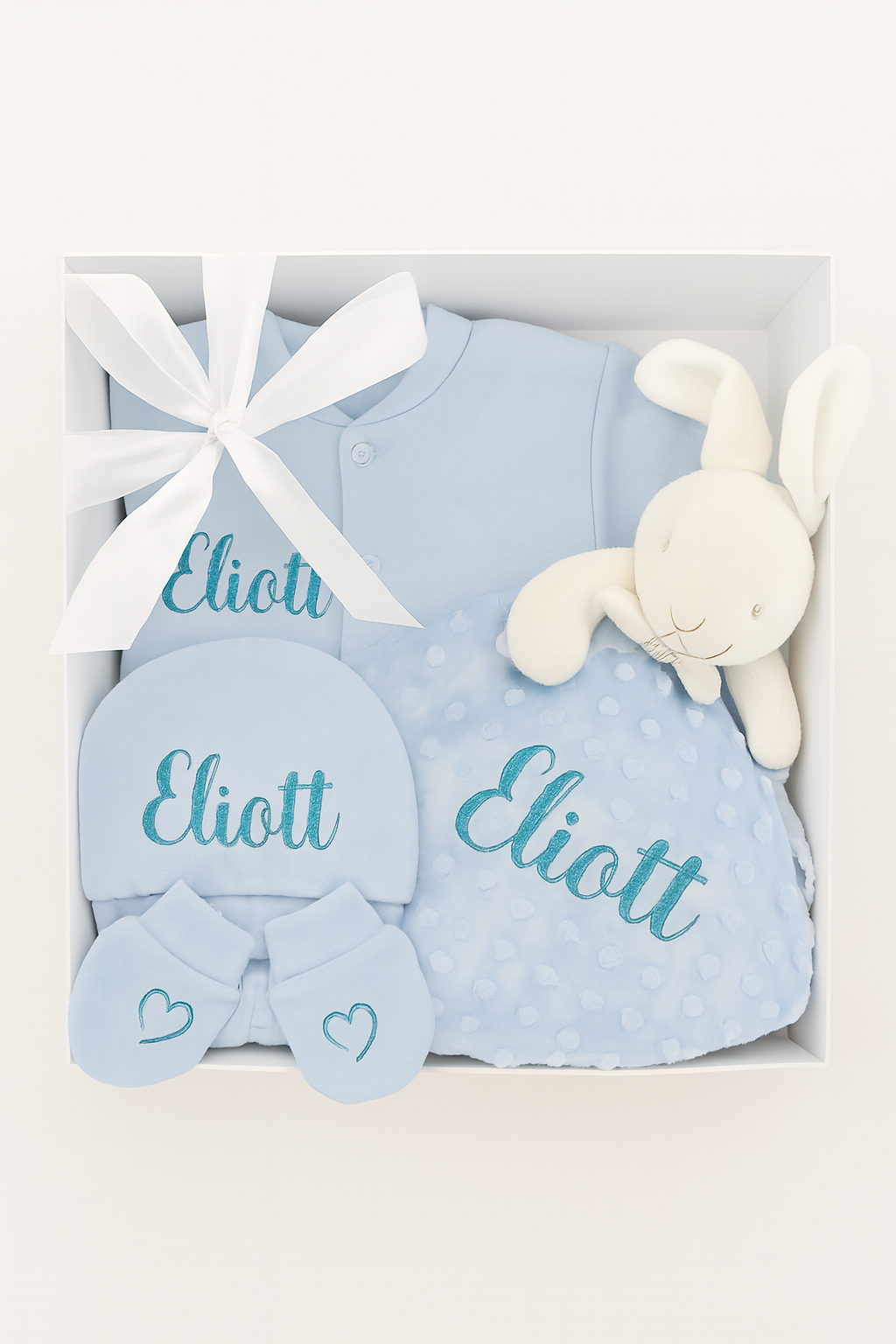 Kit de Naissance Personnalisé – Body, Pyjama, Doudou, Gant & Bonnet