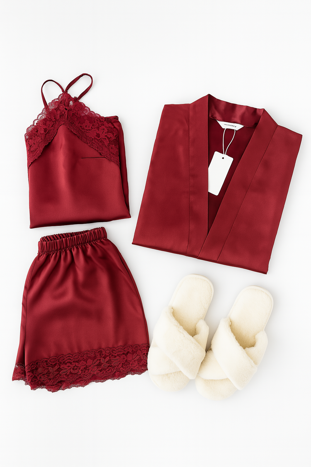 Ensemble kimono avec short et bustier en dentelle – Pyjama de mariée